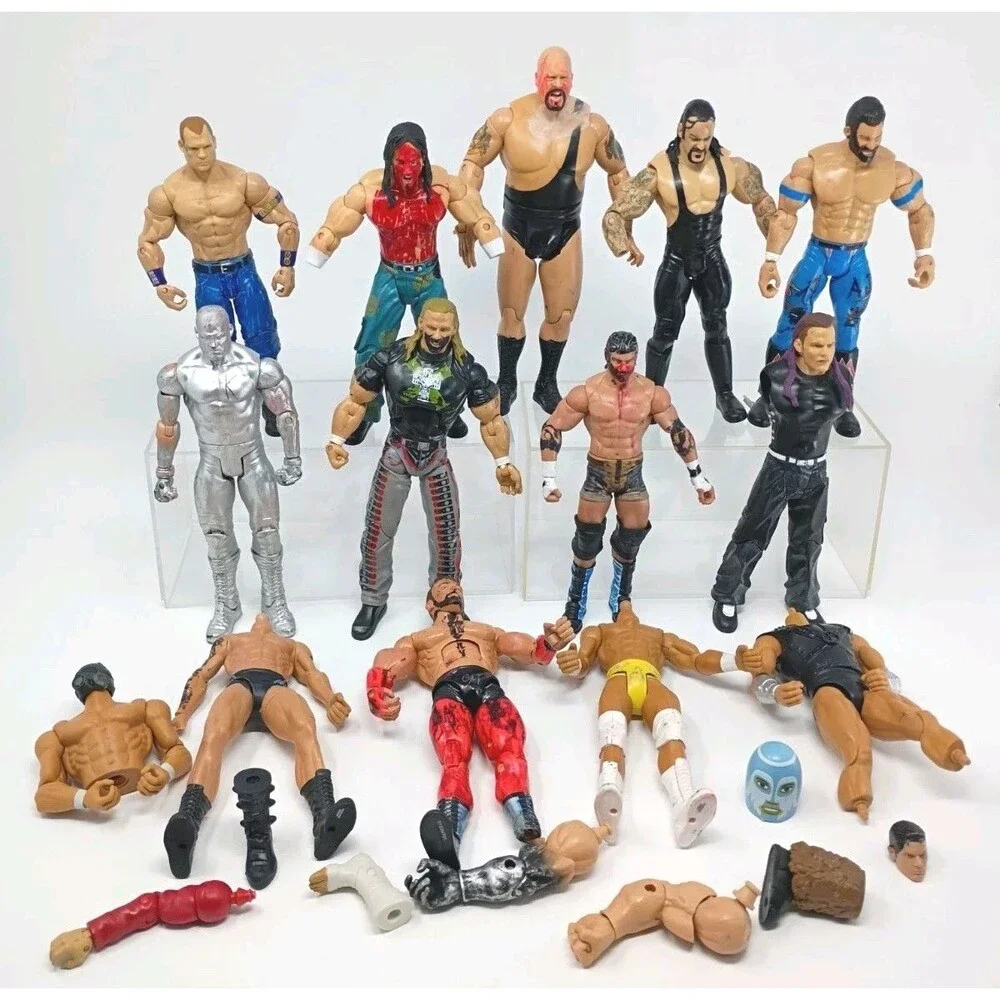 Lot Of 14 WWE/WWF  Wrestling Action Figure Various Years 90s 00s PARTS